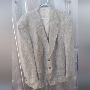 Patrick James Silk Men's Tan Blazer Jacket Spoetscpat Size 48 Regular